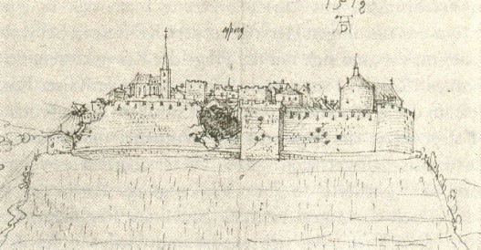 Zeichnung der Burg und Stadt
